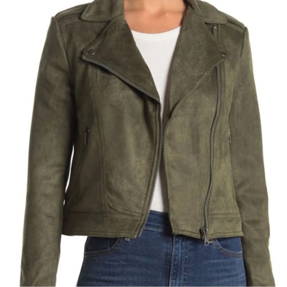 Philosophy Olive Green Moto Faux Leather Jacket